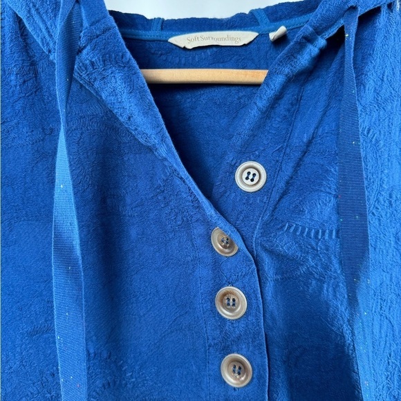 Soft Surroundings Forsythia‎ Paisley Jacquard Hooded Top in Blue Size Small - Picture 6 of 9